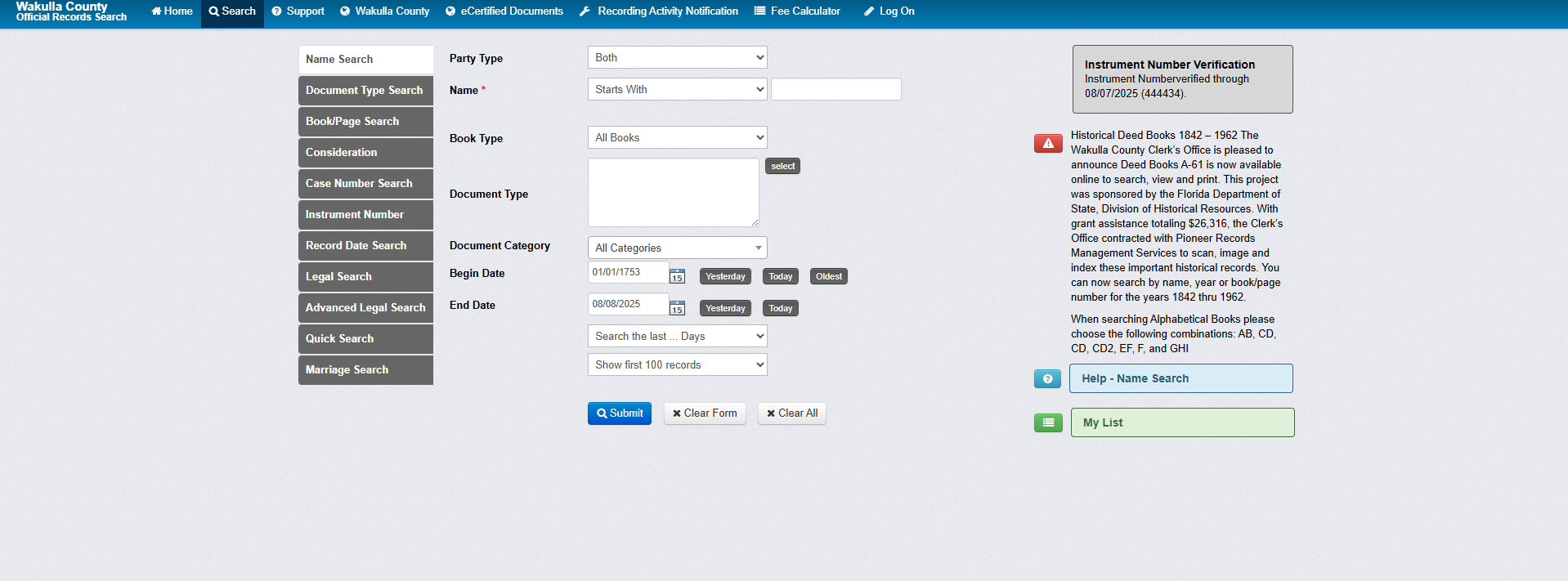 Wakulla County Clerk FL